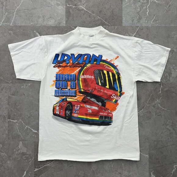 Vintage NASCAR Skittles Ernie Irvan Shirt Mens Large #36 Graphic Tee 90s - Picture 1 of 13